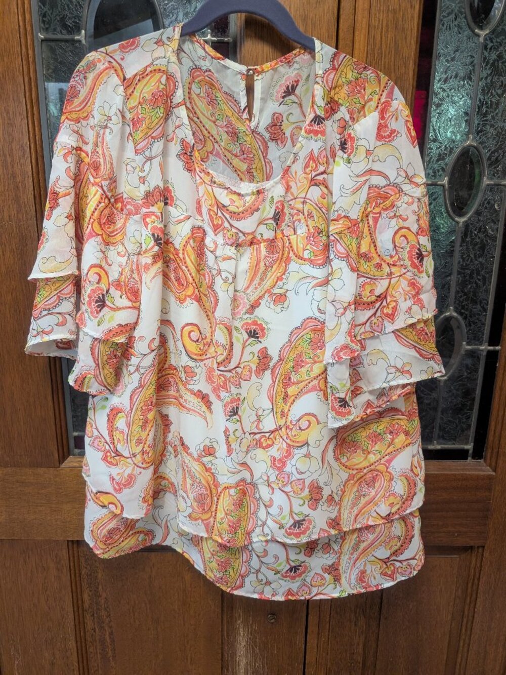 Womens paisley tiered blouse, size XLarge